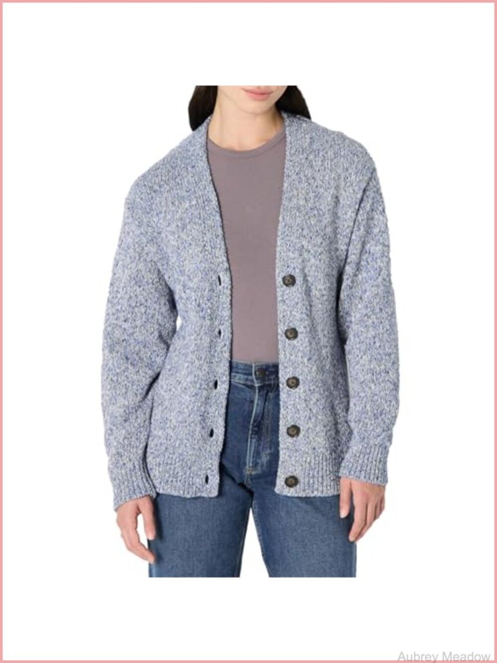 Women's Oversized Fit Heavyweight Cotton Blend Button-Up Cardigan Deep V-Neck
